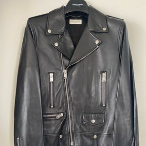 Saint Laurent MOTORCYCLE JACKET IN PLUNGED LAMBSKIN size 50 - NEW W/O TAGS